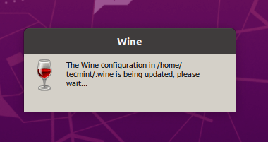 splash screen: the wine configuration is being updated, please wait